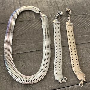Elegant Silver Necklace and Two Matching Bracelets